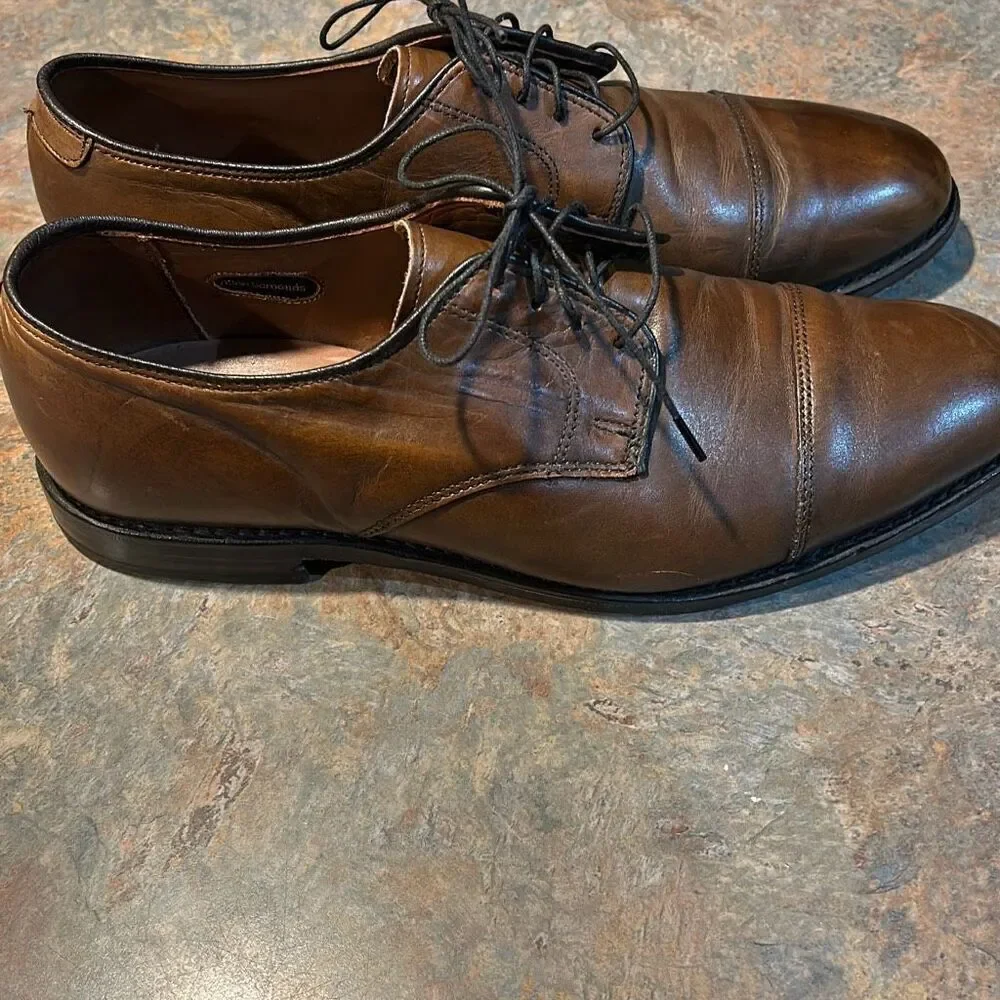 Allen Edmonds Lexington Brown Leather Captoe Derby Loafers Sz 9
